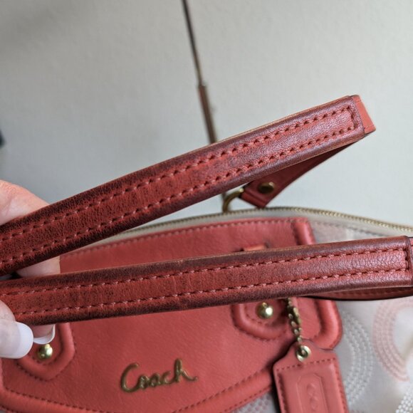 Coach A1420-F25183 Ashley dotted op art satchel beige, pace, gold - Picture 9 of 12